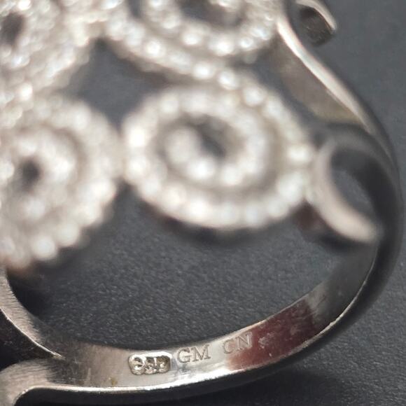 Sterling Silver Swirl CZ Ring Size 9 925 GM CZ - Picture 7 of 10